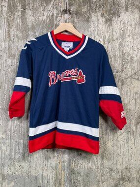 STARTER Men's Vintage Atlanta Braves Hockey Style Jersey Size S/M